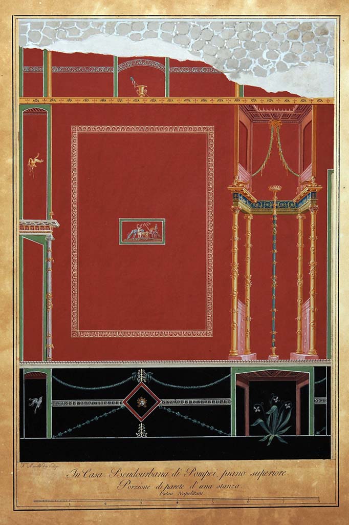 HGW24 Pompeii. Drawing by Francesco Morelli of a portion of south wall of antechamber on upper floor. 
Now in Naples Archaeological Museum. Inventory number ADS 1136.
Photo © ICCD. http://www.catalogo.beniculturali.it
Utilizzabili alle condizioni della licenza Attribuzione - Non commerciale - Condividi allo stesso modo 2.5 Italia (CC BY-NC-SA 2.5 IT)
(Villa Diomedes Project – area 16.)  
(Fontaine, room 2,10).
