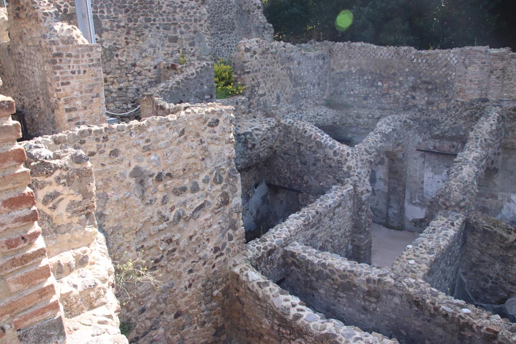 HGW24 Pompeii. Villa of Diomedes. October 2023. 
Looking towards east end of lower area to south of terrace. Photo courtesy of Klaus Heese.
