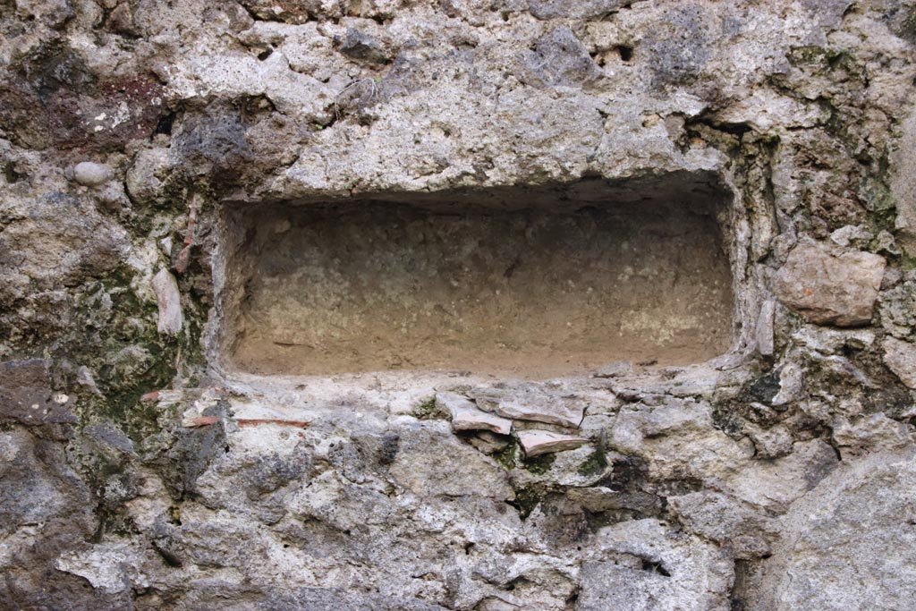 HGW24 Pompeii. Villa of Diomedes. October 2023. Room 5,16 detail from south wall. Photo courtesy of Klaus Heese.