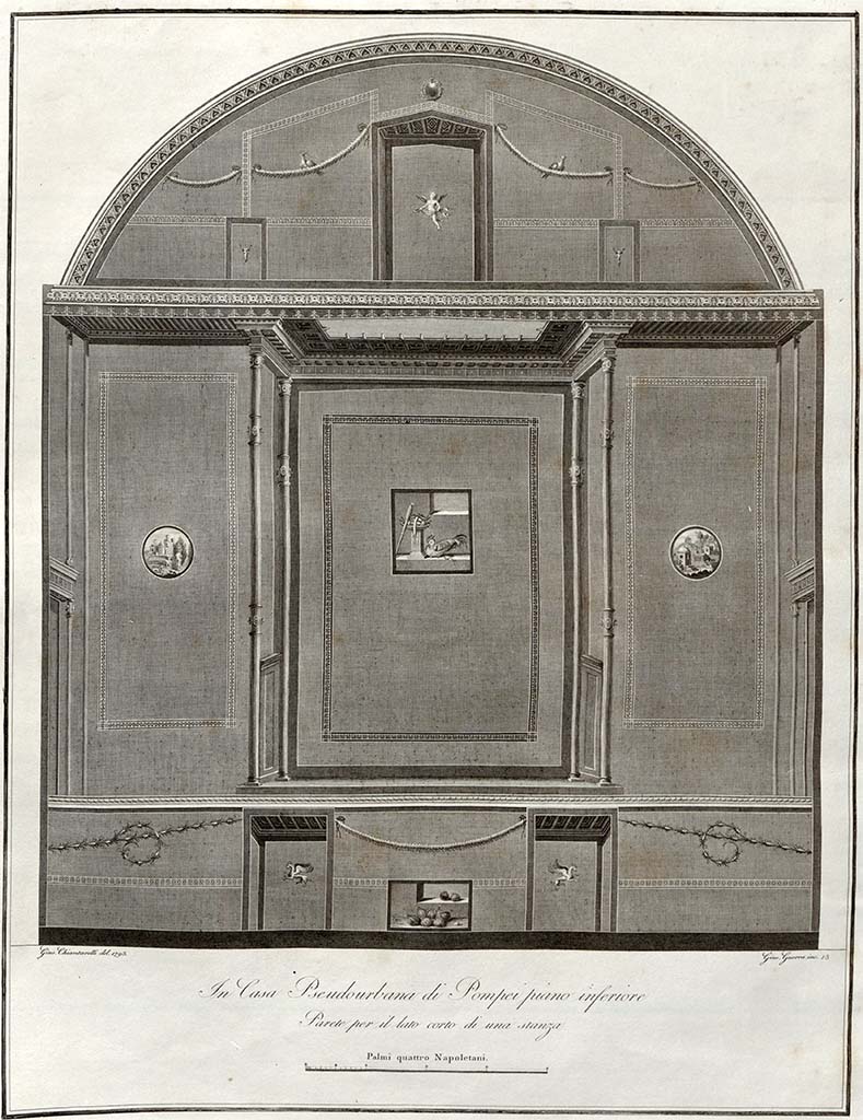 HGW24 Pompeii. Drawing by Giuseppe Chiantarelli (1793). Engraved by Giuseppe Guerra.
See Gli Ornati delle Pareti ed I Pavimenti delle Stanze dell’Antica Pompei, 1838, (No.13).
(Villa Diomedes Project – area 54).
(Fontaine, room 5,7).
