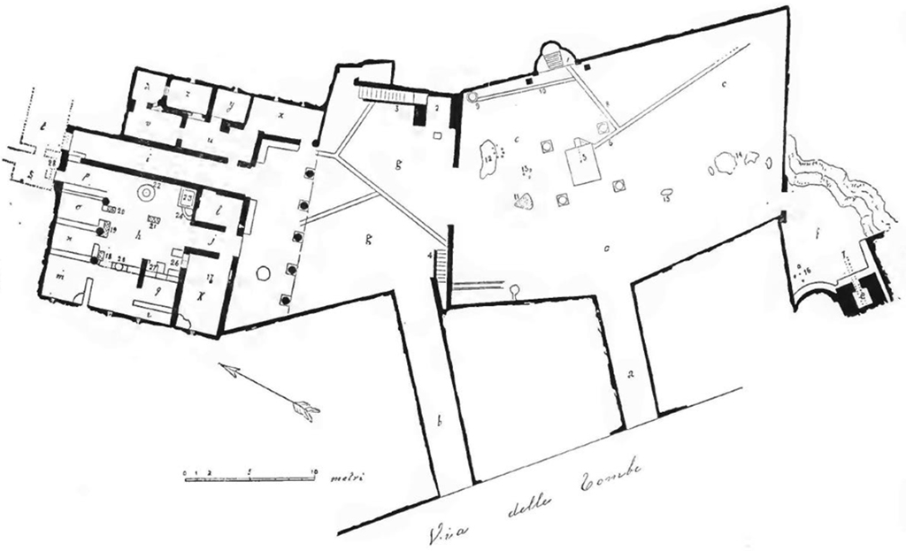 HGE12, Villa of Mosaic Columns, plan from NdS, 1910, fig.1, p.254.