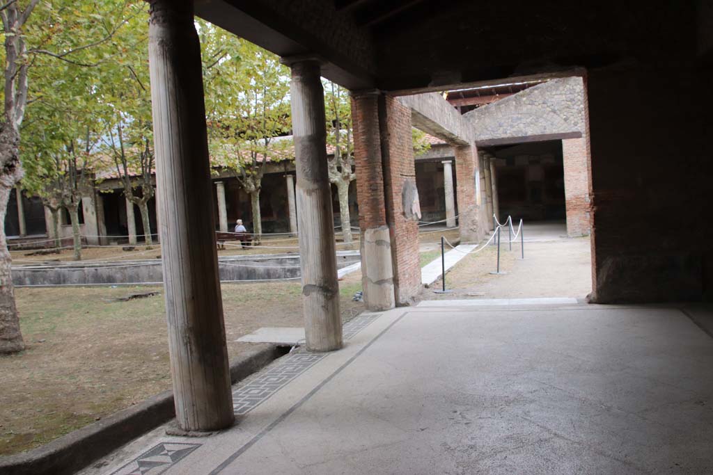 Villa San Marco, Stabiae, September 2019. Looking west across garden from portico 5, at north end. Photo courtesy of Klaus Heese.