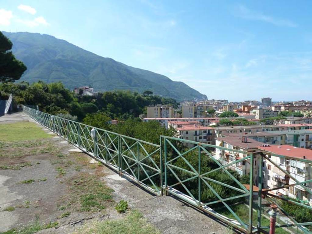 Villa San Marco, Stabiae, September 2015. View from terrace, looking west towards Mount Faito and the Sorrentine peninsula.