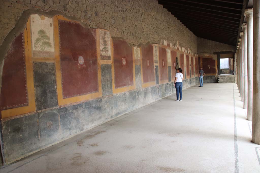 Villa San Marco, Stabiae, September 2019. Portico 20, looking south along east wall of portico. Photo courtesy of Klaus Heese.