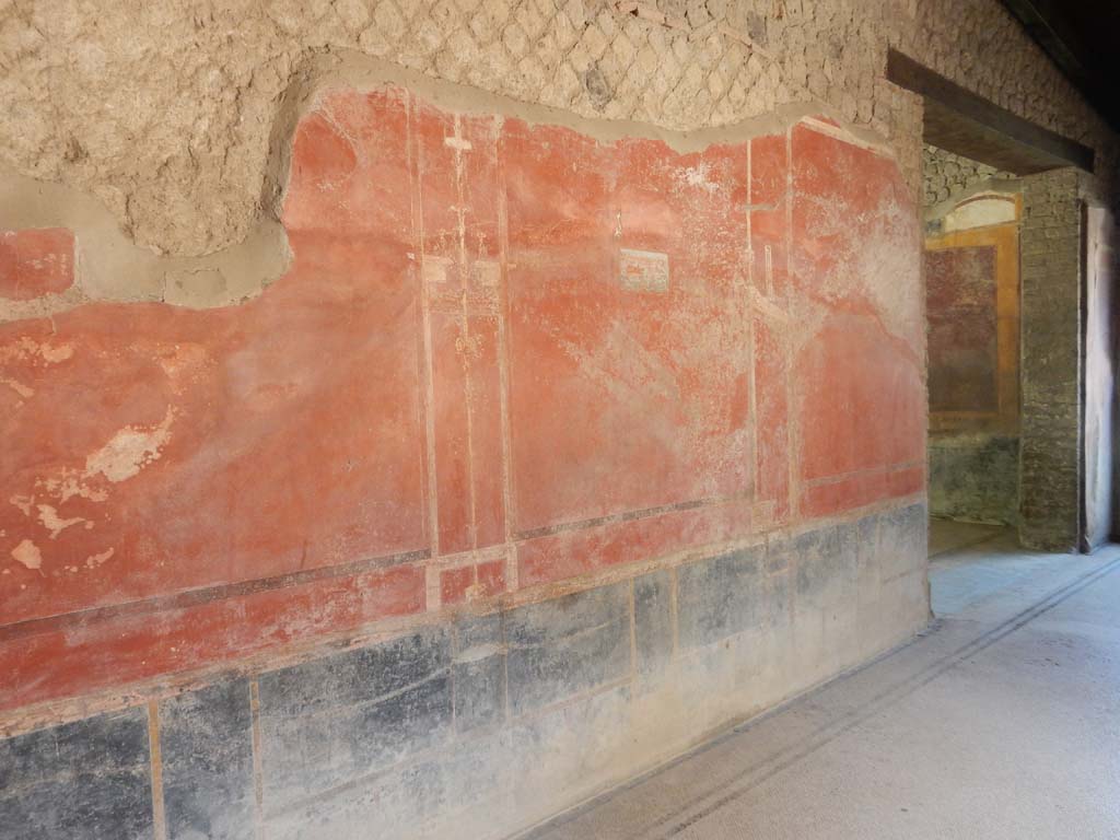 Villa San Marco, Stabiae, June 2019. Corridor 32, north end of west wall. Photo courtesy of Buzz Ferebee