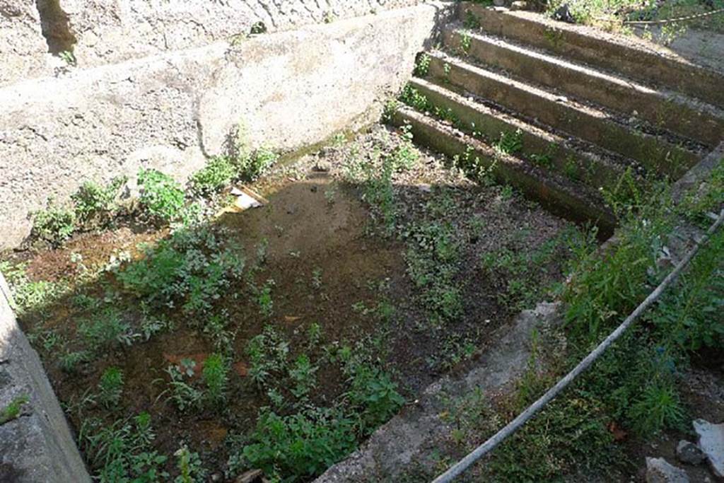 Villa San Marco, Stabiae, July 2010. 
Room 42a, swimming pool in frigidarium with steps leading down into it. Photo courtesy of Michael Binns.
