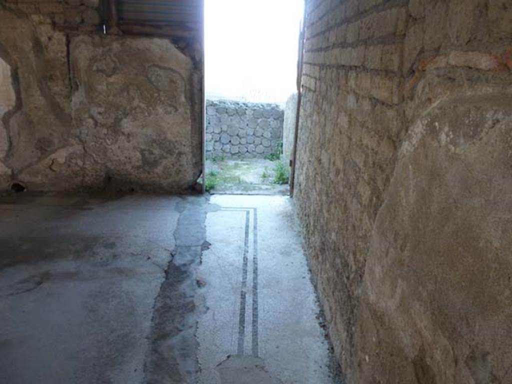 Villa San Marco, Stabiae, September 2015. Room 48, looking west along north wall, and mosaic flooring. 