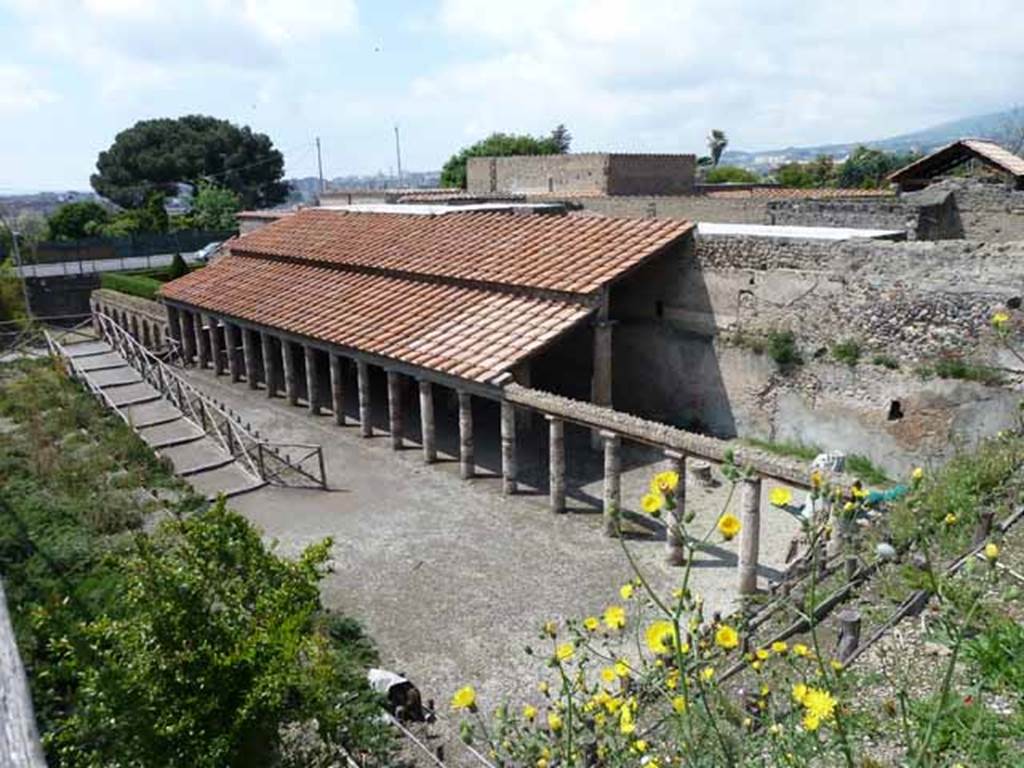 Villa of Mysteries, Pompeii. May 2010. The colonnade on the south side of the Villa.