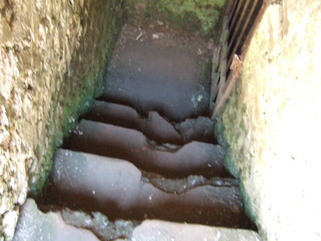 Villa of Mysteries, Pompeii. May 2006. Steps to crypt.