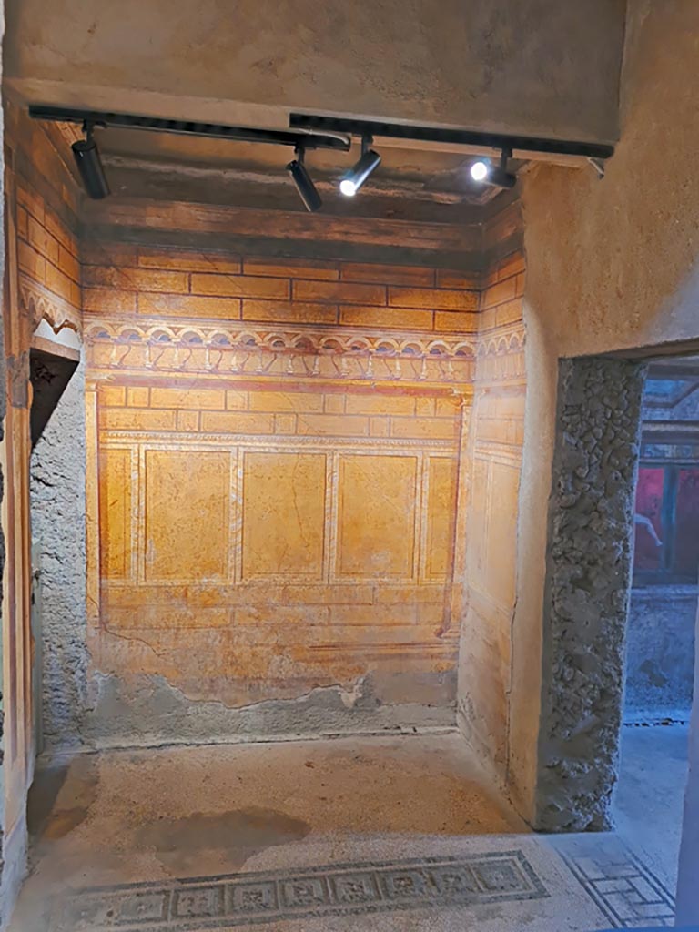 Villa of Mysteries, Pompeii. November 2023. 
Room 3, looking towards south wall. Photo courtesy of Giuseppe Ciaramella.
