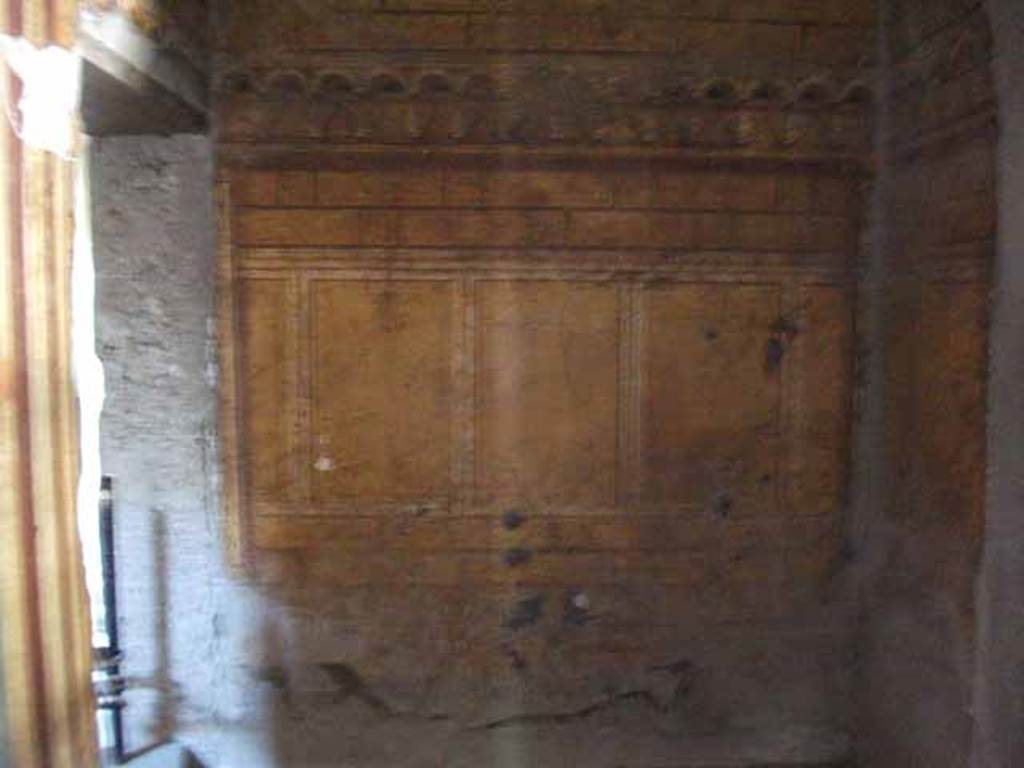 Villa of Mysteries, Pompeii. May 2010. Room 3, south wall, looking south from room 64, atrium.