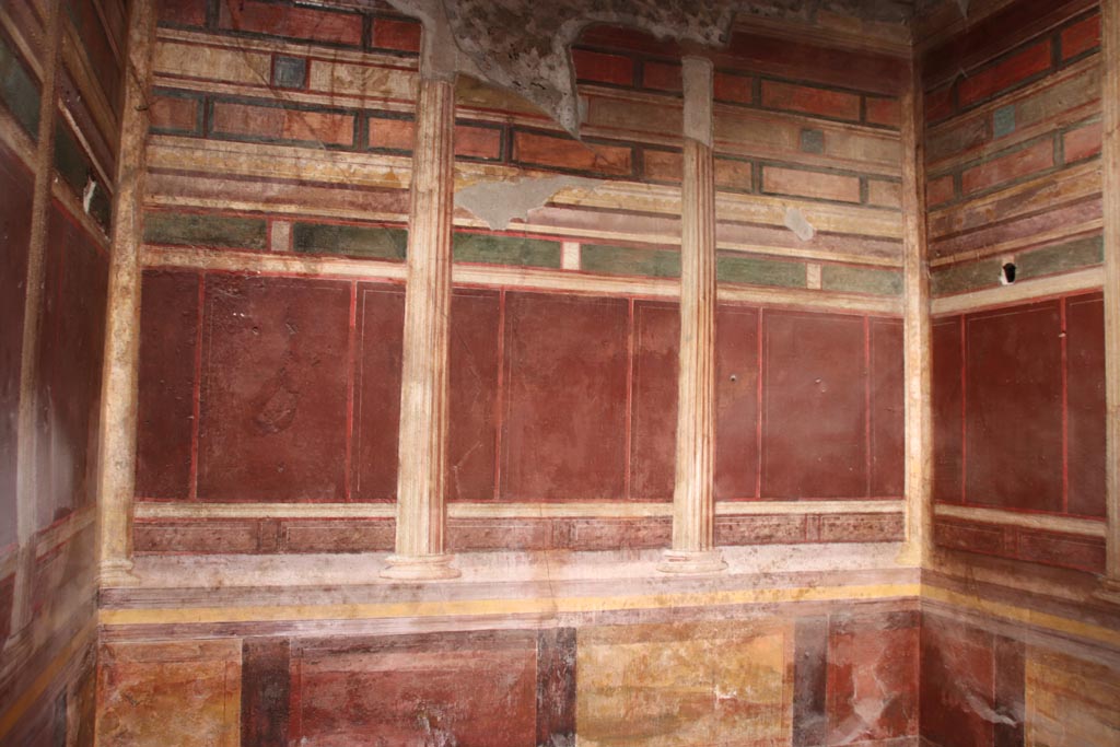 Villa of Mysteries, Pompeii. May 2024. Room 15, looking towards west wall of room. Photo courtesy of Klaus Heese.